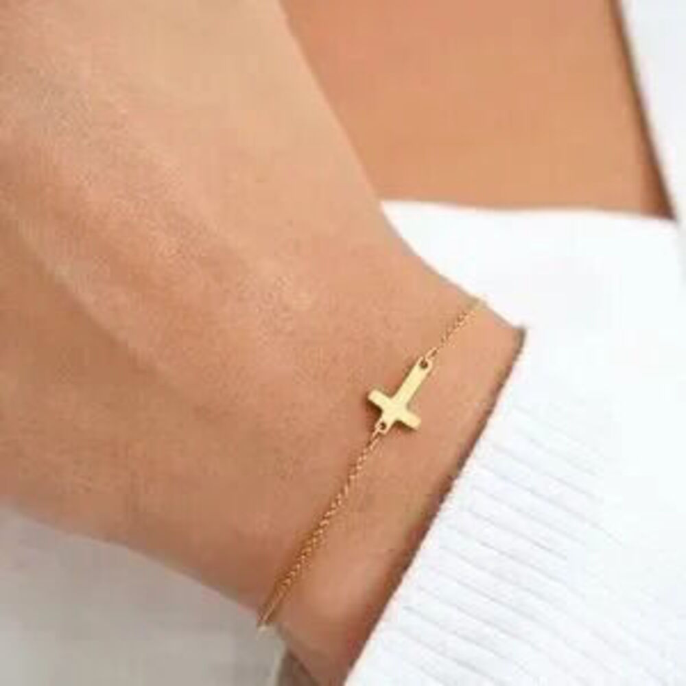 18k Gold Plated Cross Chain Bracelet